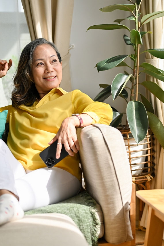 woman smiling in clean house