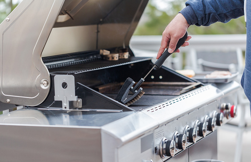 cleaning a grill